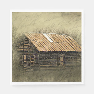 Rustic Cabin  Weathered Briefkaart Servet
