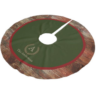 Rustic Cabin Wood Monogram Familienaam Kerstboom Rok