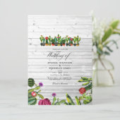 Rustic Cactus Succulents Wedding Kaart (Staand voorkant)