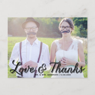 Rustic Calligraphy Wedding Bedankt Briefkaart