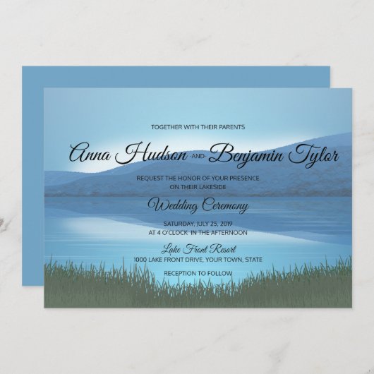 Rustic Calming Lakeside Mariage Invitations de l'é (Devant / Derrière)