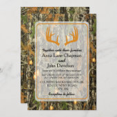 Rustic Camo Antler Wedding Invitation Kaart (Voorkant / Achterkant)