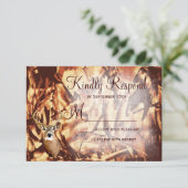 Rustic Camo Hunting Deer Antlers Weddenschap RSVP (Staand voorkant)