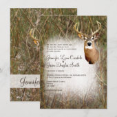 Rustic Camo Hunting Deer Antlers Wedding Invites Kaart (Voorkant / Achterkant)