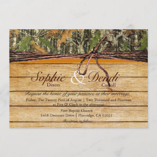 Rustic Camo Wood Wedding Uitnodiging
