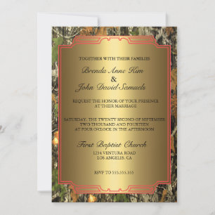 Rustic Camo Wood Wedding Uitnodiging