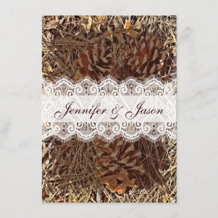 Rustic Camouflage Lace Wedding Invitations Kaart