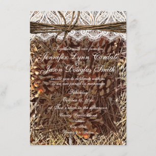 Rustic Camouflage Lace Wedding Invitations Kaart