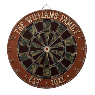 Rustic camouflagepatroon, bruine rand crèmekleurig dartbord