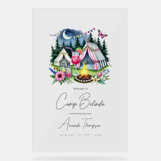 Rustic Camp Bride Transparant Welkom Acryl Bord (Voorkant)