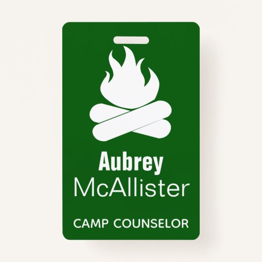 Rustic Campfire & Trees | Camp Counselor Badge (Voorkant)