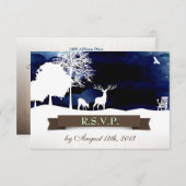 Rustic Campground Wedding RSVP met Deer en Trees (Voorkant / Achterkant)