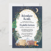 Rustic Camping Adventure Night Sky Baby Sprinkle Kaart (Voorkant)