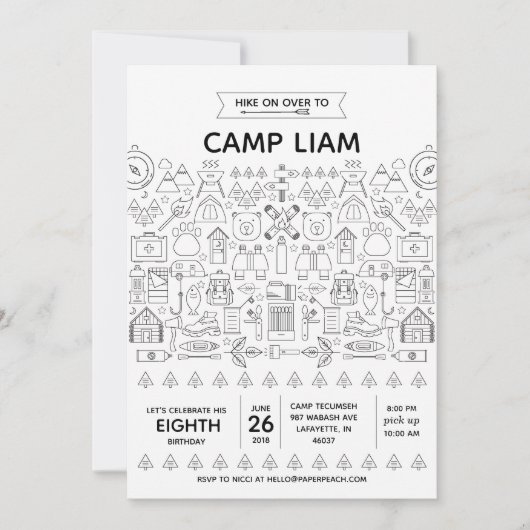 Rustic Camping Anniversaire de fête Invitation pou (Devant)