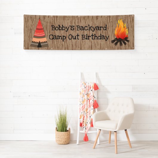 Rustic Camping Birthday Banner (Insitu)