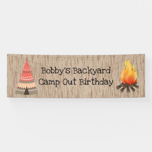 Rustic Camping Birthday Banner (Horizontaal)