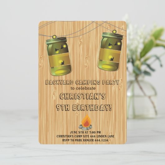 Rustic Camping Invitations d'anniversaire (Debout devant)