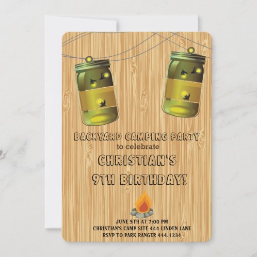 Rustic Camping Invitations d'anniversaire (Devant)