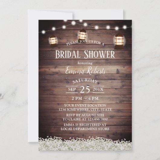 Rustic Camping Lantern String Lights Vrijgezellenf Kaart (Voorkant)