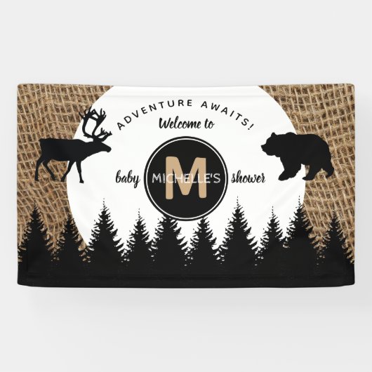 Rustic Camping Outdoor Adventure-Baby shower Spandoek (Horizontaal)