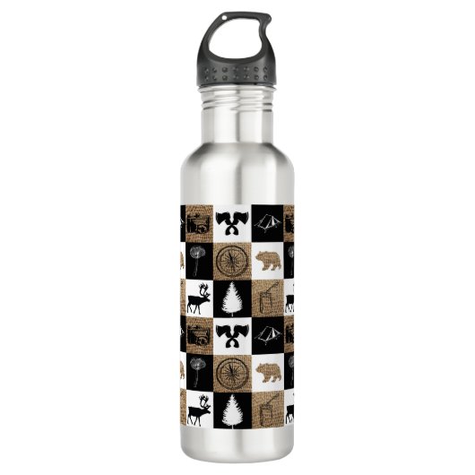 Rustic Camping Outdoor Adventure Waterfles (Voorkant)