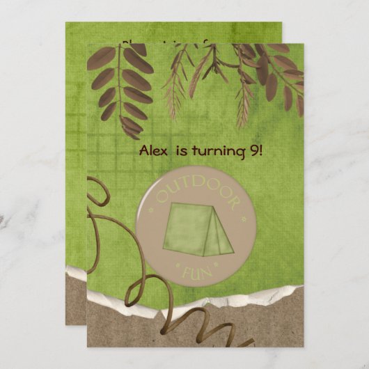 Rustic Camping Party Invitations d'anniversaire (Devant / Derrière)