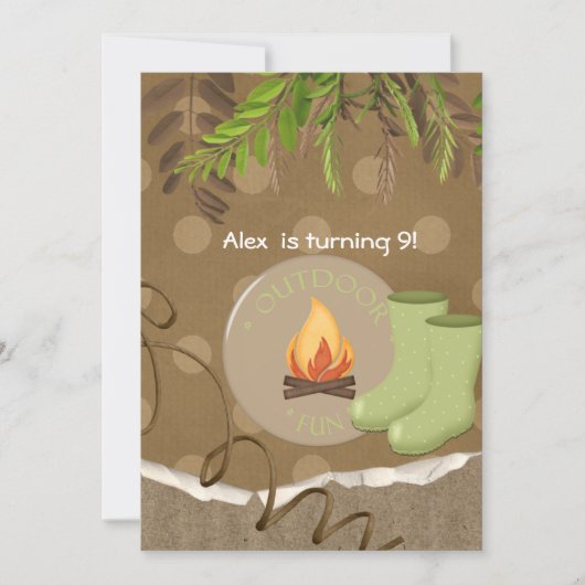 Rustic Camping Party Invitations d'anniversaire (Devant)