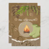 Rustic Camping Party Invitations d'anniversaire (Devant / Derrière)