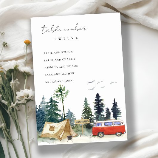 Rustic Camping Pine Forest Wedding Seating Chart Kaart