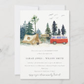 Rustic Camping Waterverf Pine Forest Verloving Kaart (Voorkant)