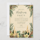 Rustic Candle Pinecone Kerstfeest Kaart (Voorkant)