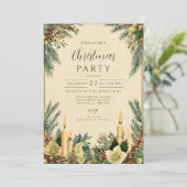 Rustic Candle Pinecone Kerstfeest Kaart (Staand voorkant)