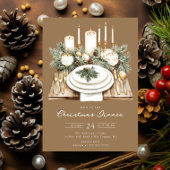 Rustic Candlelight Christmas Dinner Invite Kaart