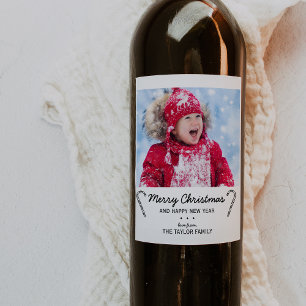 Rustic Candy Cane kerstfoto Wijn Etiket
