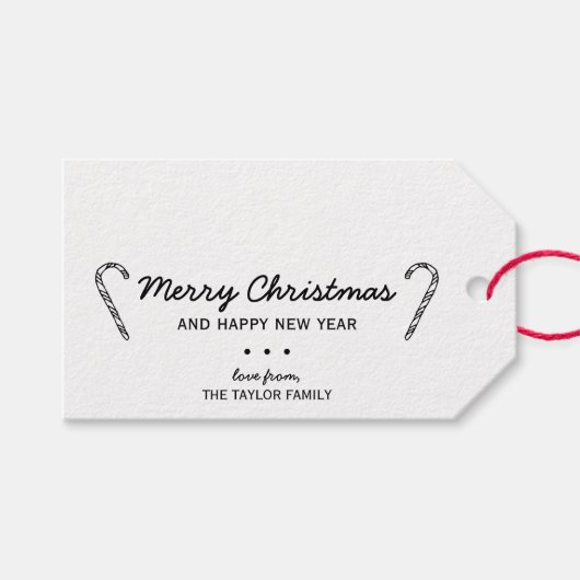 Rustic Candy Cane Kerstmis Cadeaulabel (Voorkant (Horizontaal))