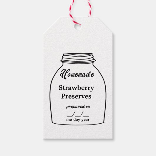 Rustic Canning Jar Label aardbei Cadeaulabel (Voorkant)