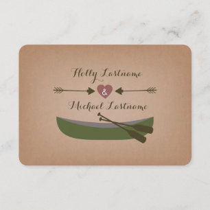 Rustic Canoe + Arrows with Heart Wedding R.S.V.P. RSVP Kaartje