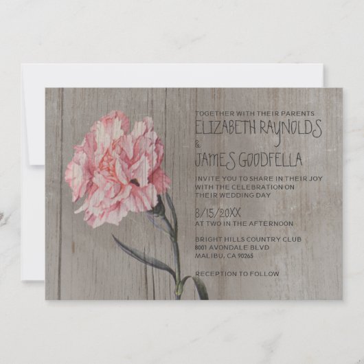 Rustic Carnards Wedding Invitations Kaart (Voorkant)