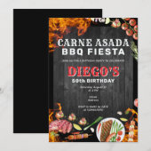 Rustic Carne Asada Mexicaanse BBQ Verjaardagsfeest Kaart (Voorkant / Achterkant)