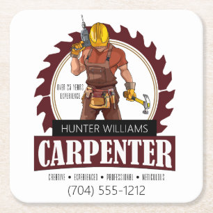 Rustic Carpenter Tools Woodworking Vierkante Kartonnen Onderzetter