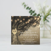 Rustic Carved Oak Tree Wedding Invitations Kaart (Staand voorkant)
