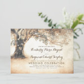  Rustic Carved Oak Tree Wedding Kaart (Staand voorkant)