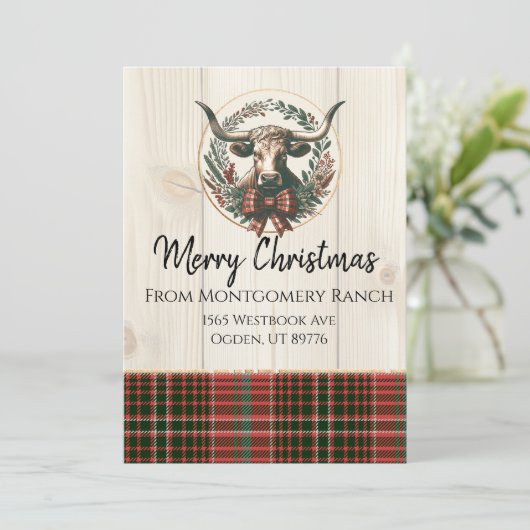 Rustic Cattle Ranch Kerstmis Kaart (Staand voorkant)