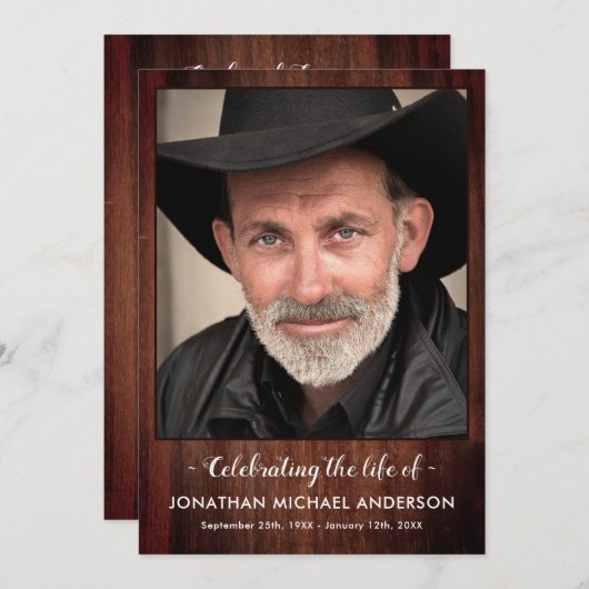 Rustic Celebration of Life Memorial Funeral Progra Programma (Voorkant / Achterkant)