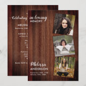 Rustic Celebration of Life Photo Memorial Service Kaart (Voorkant / Achterkant)