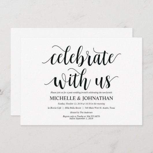 Rustic Célébrez avec nous Brunch Invitation Card (Devant / Derrière)