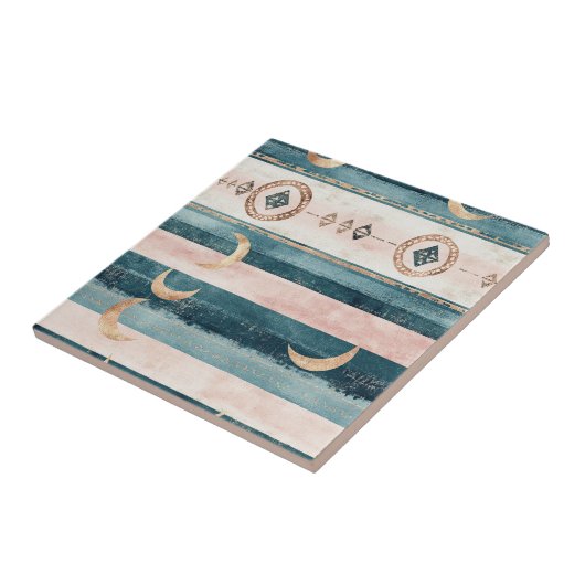 Rustic Celestial Stripe Moon Sun Earthy (10) Tegeltje (Zijkant)