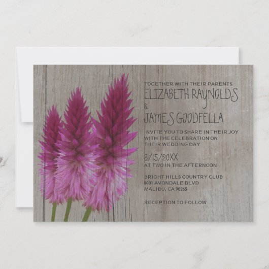 Rustic Celosia Wedding Invitations Kaart (Voorkant)