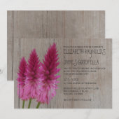 Rustic Celosia Wedding Invitations Kaart (Voorkant / Achterkant)