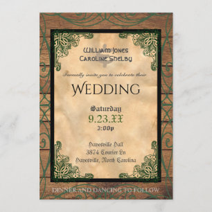 Rustic Celtic Claddagh Wedding Invitation Kaart
